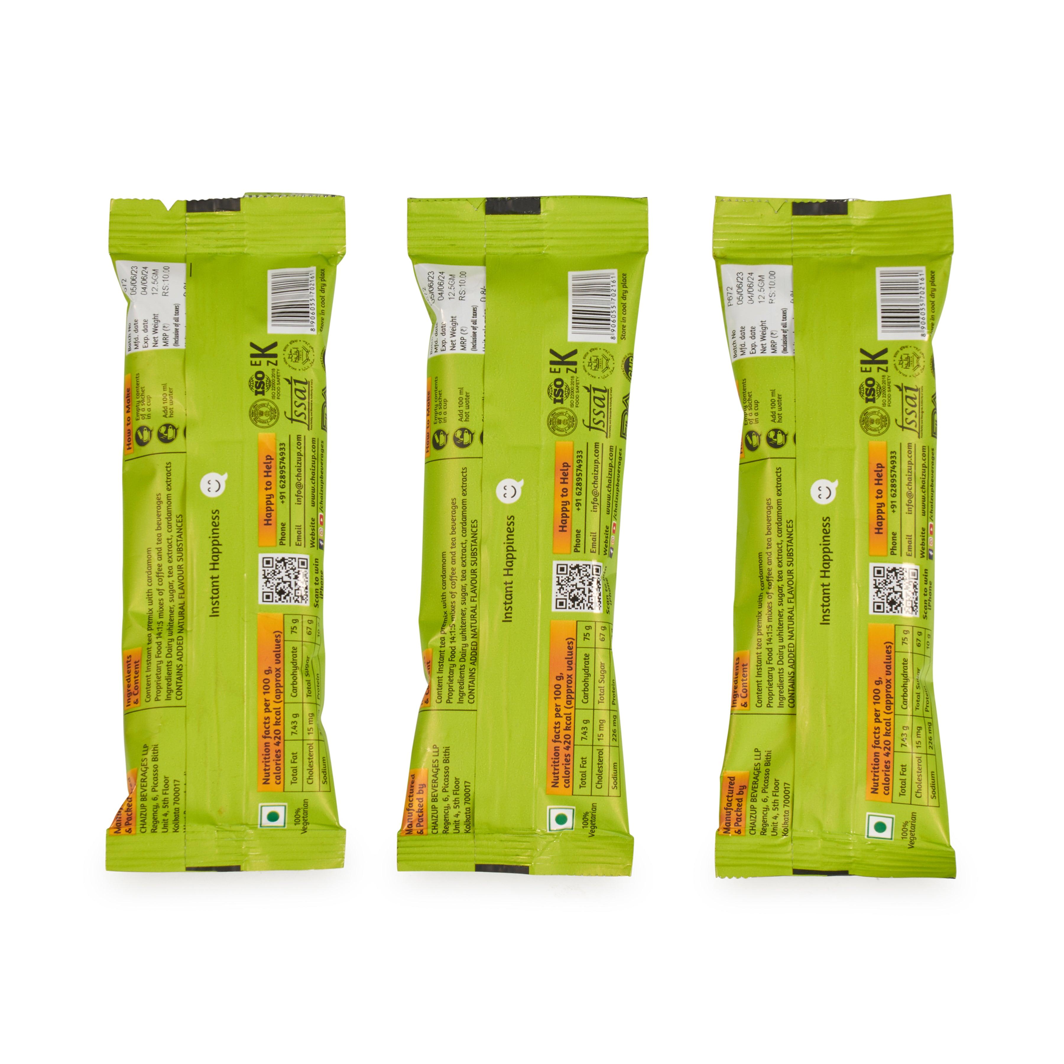 Chaizup Dimtee 1 Min Instant Elachi Premix Tea - 30 Sachets | Elachi Flavours | 30 Servings | 375g