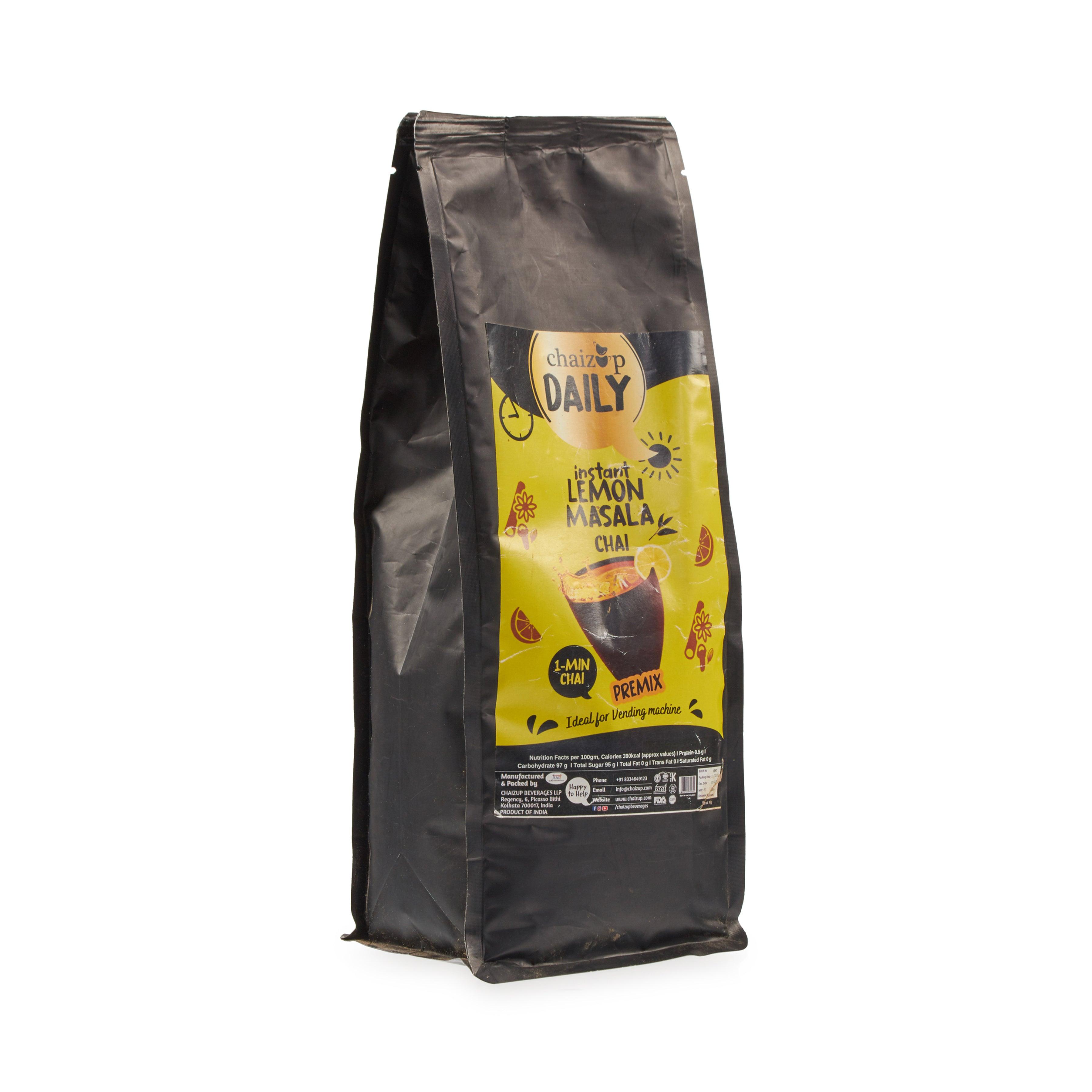 Chaizup Daily 1 Min Instant Lemon Masala Tea Premix - 1kg Poly | Lemon Masala Flavours | Approx. 72 Servings | 1kg
