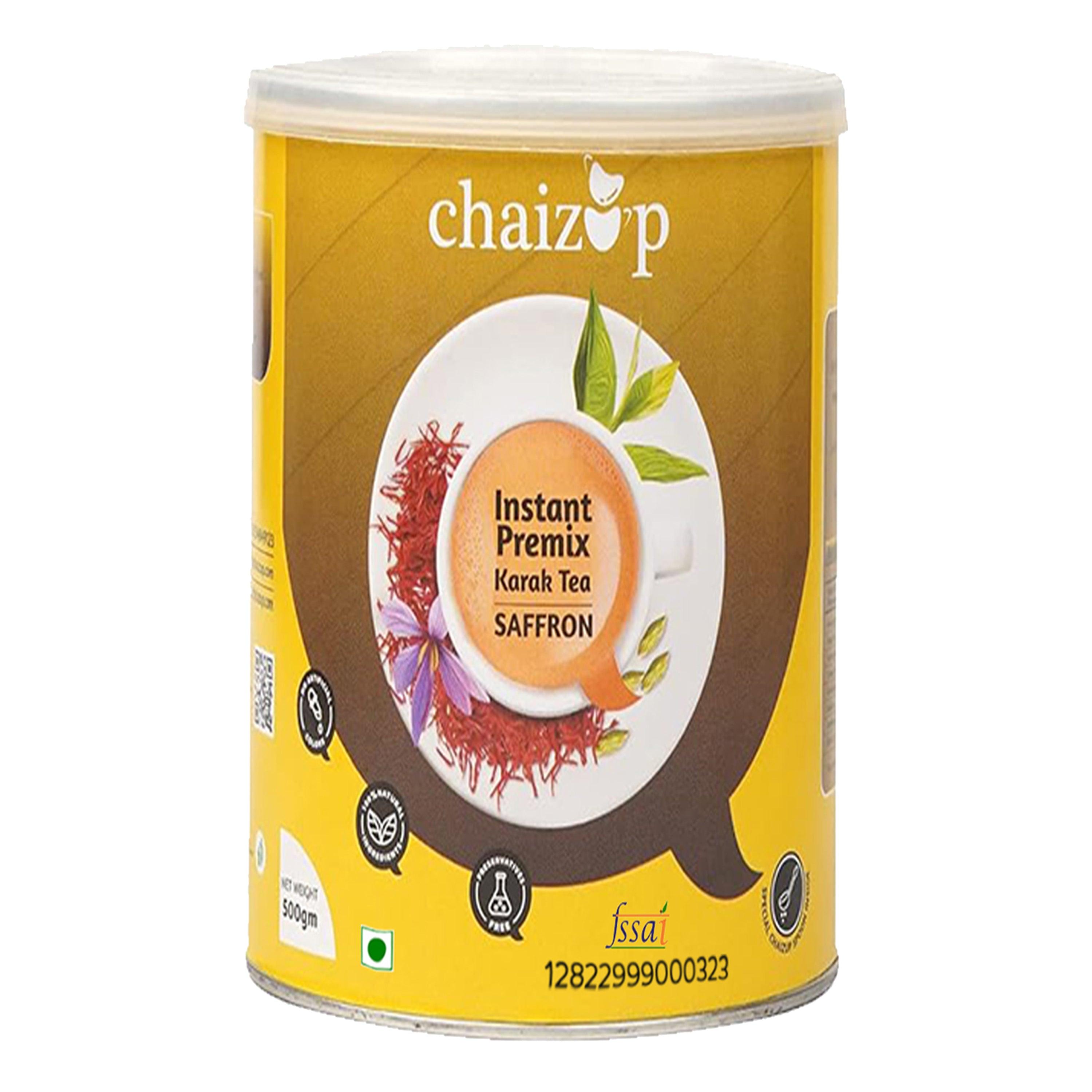Chaizup Premium 1 Min Instant Assorted Tea Pack - 1kg Cans (Pack of 2) | Saffron & Cardamom Flavours | Approx. 144 Servings | 2kg