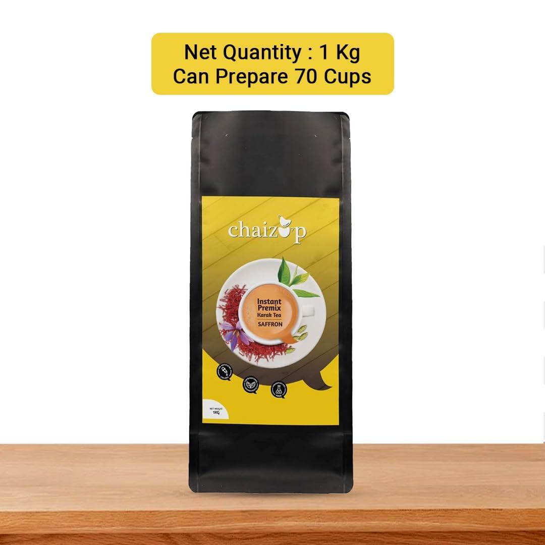Chaizup Premium 1 Min Instant Assorted Tea Pack - 1kg Poly (Pack of 2) | Saffron & Masala Flavours | Approx. 144 Servings | 2kg