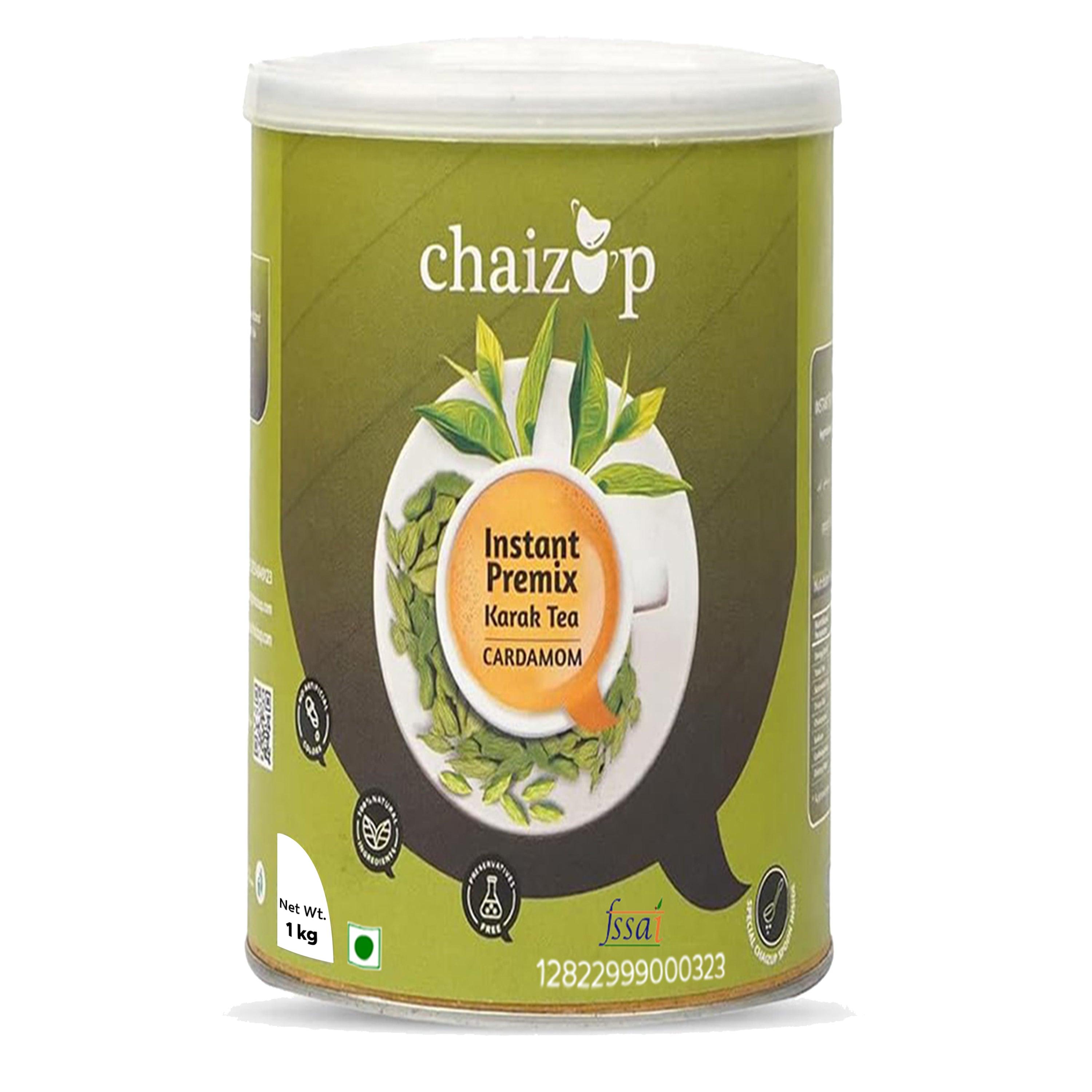 Chaizup Premium 1 Min Instant Assorted Tea Pack - 1kg Cans (Pack of 2) | Ginger & Cardamom Flavours | Approx. 144 Servings | 2kg