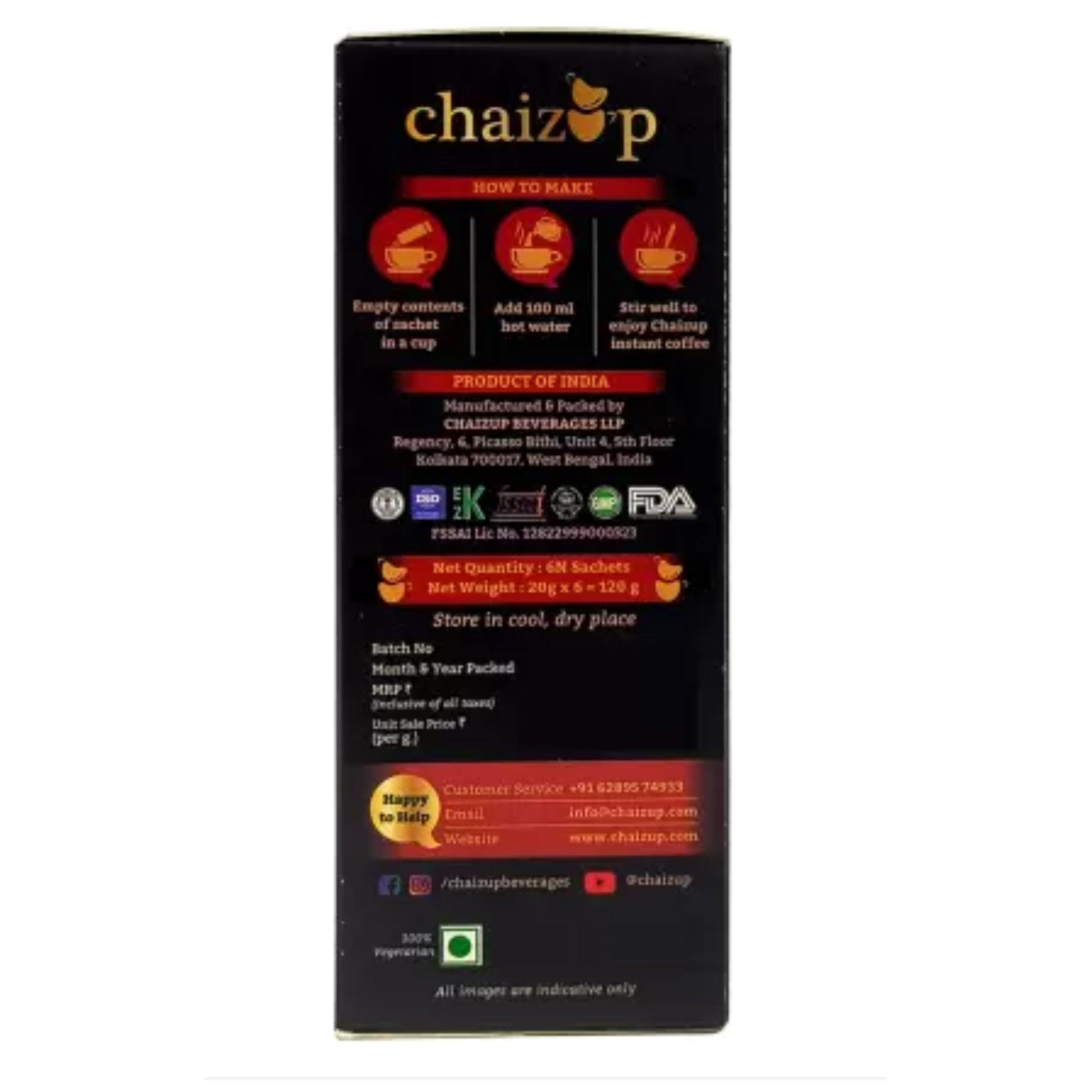 Chaizup Premium 1 Min Instant Assorted Coffee Pack - 12 Sachets | Cappuccino & Caramel Flavours | 12 Servings | 2 Packs (6 Sachets Each) | 240g