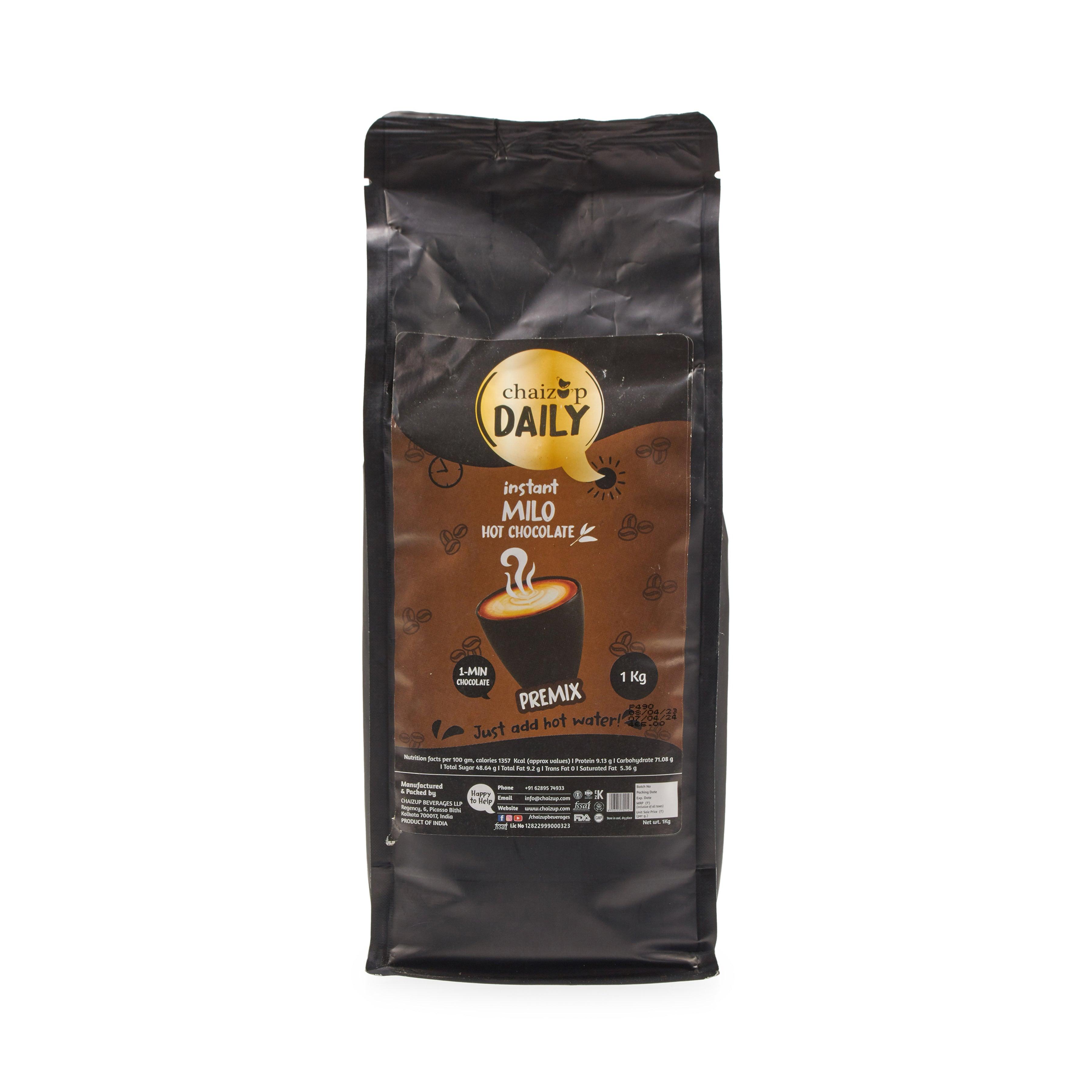 Chaizup Daily 1 Min Instant Hot Chocolate Premix - 1kg Poly | Regular Hot Chocolate Flavours | Approx. 72 Servings | 1kg