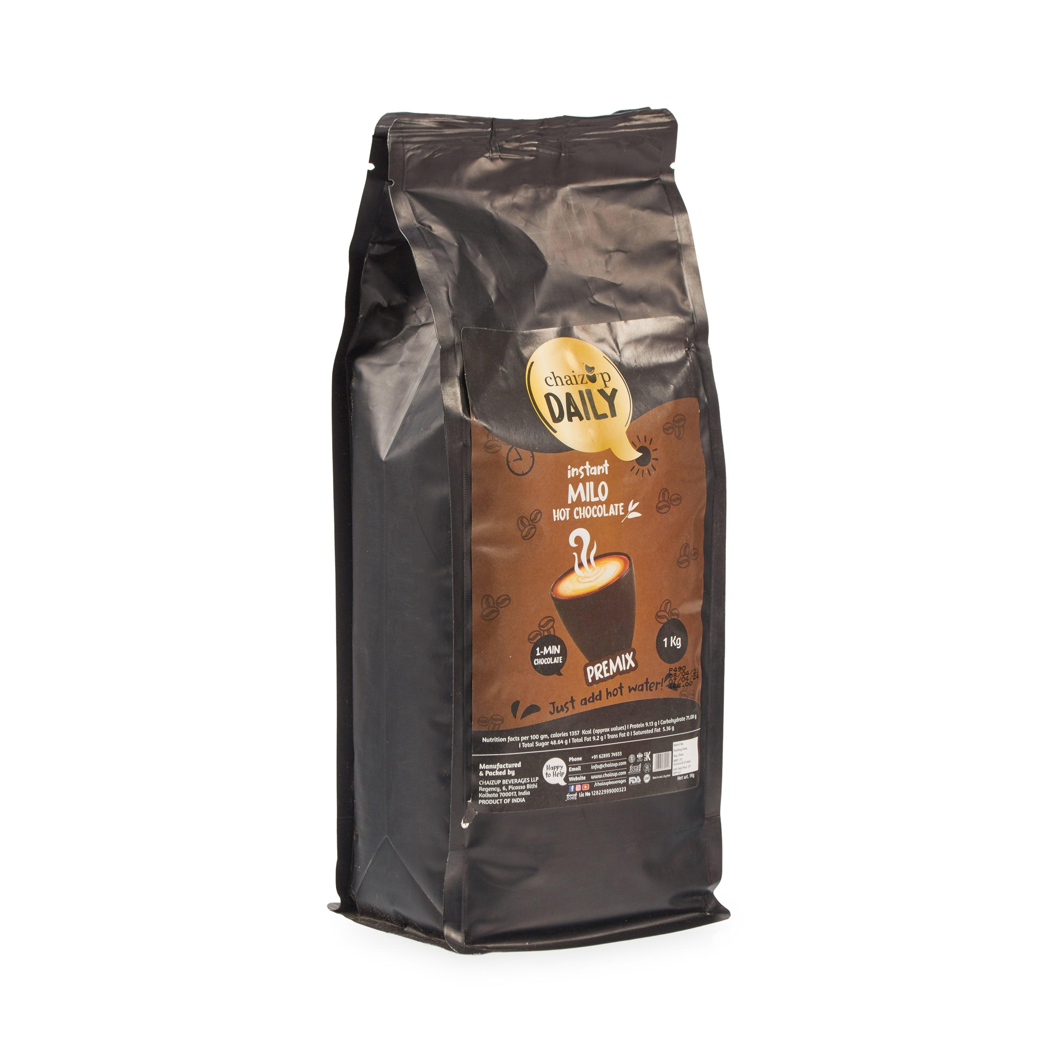 Chaizup Daily 1 Min Instant Hot Chocolate Premix - 1kg Poly | Regular Hot Chocolate Flavours | Approx. 72 Servings | 1kg