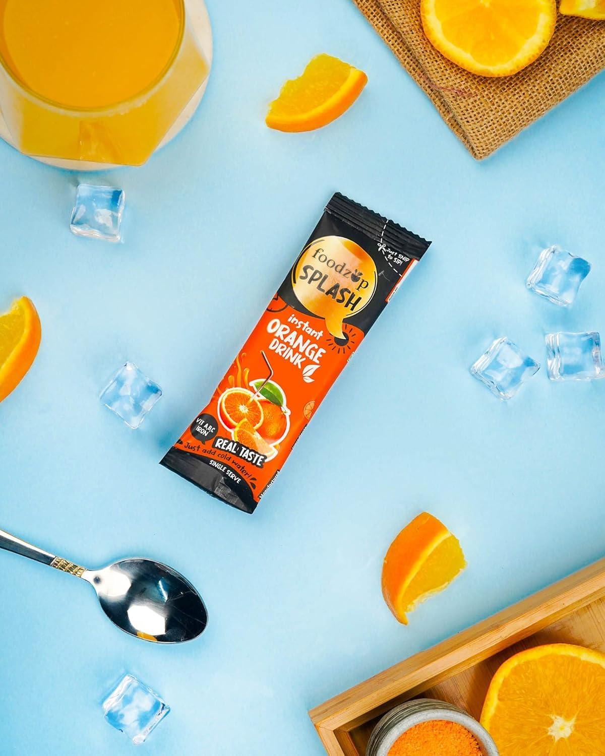 Foodzup Splash 1 Min Instant Assorted Fruit Drink - 90 Sachets | Mango, Pineapple, Orange Flavours | 90 Servings | 3 Packs (30 Sachets Each) | 1980g