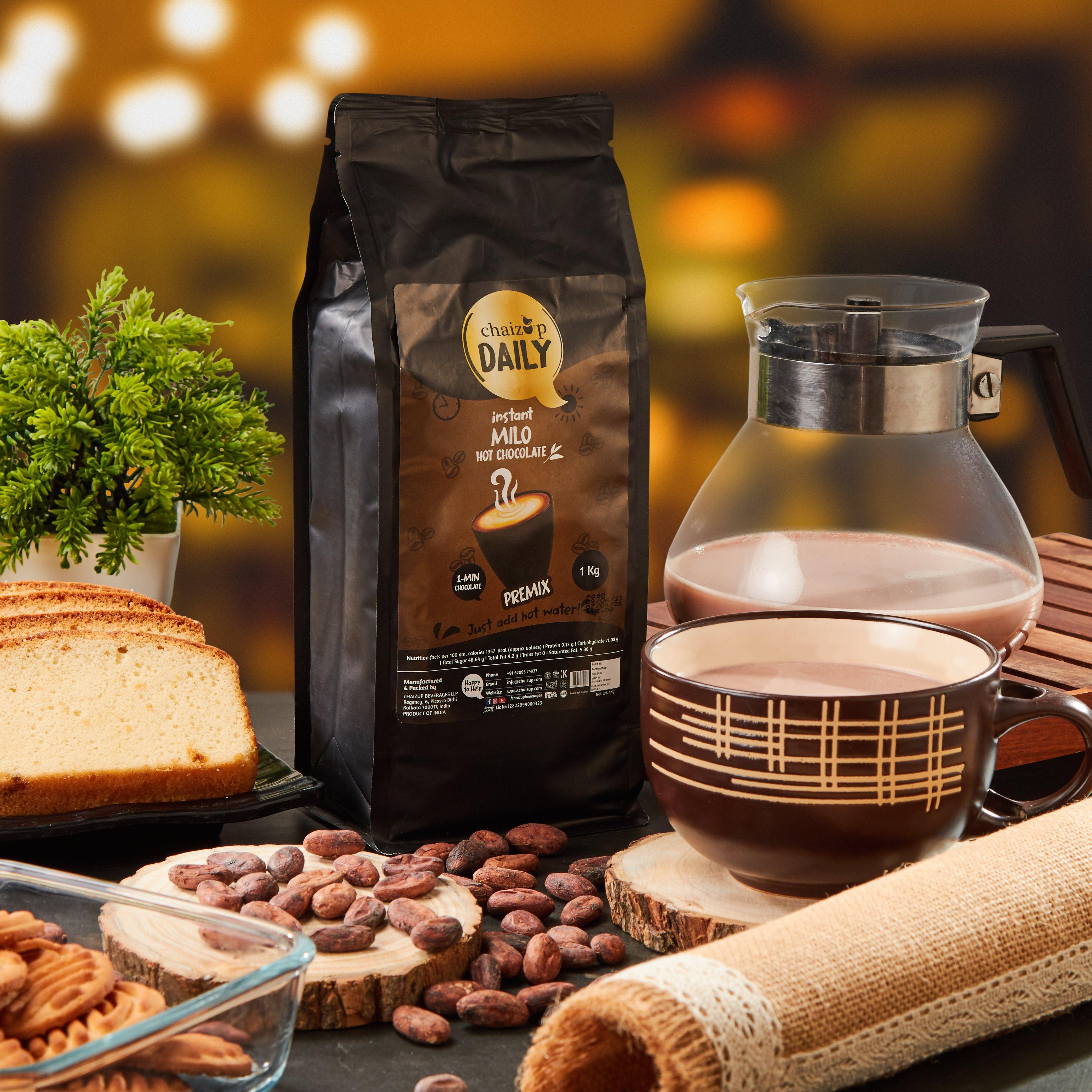 Chaizup Daily 1 Min Instant Hot Chocolate Premix - 1kg Poly | Regular Hot Chocolate Flavours | Approx. 72 Servings | 1kg