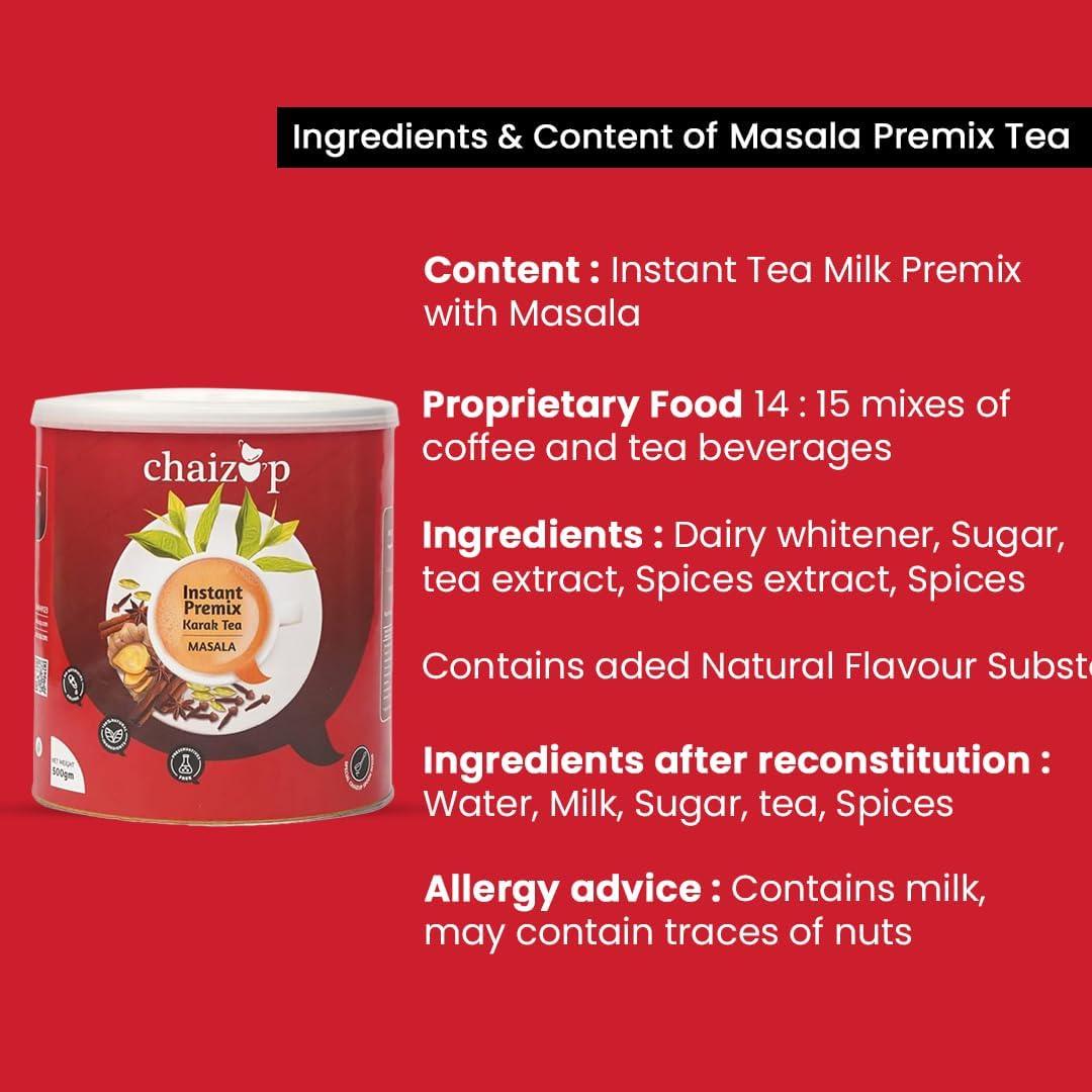 Chaizup Premium 1 Min Instant Assorted Coffee & Tea Pack - 500g Cans (Pack of 2) | Regular Coffee & Masala Tea Flavours | Approx. 72 Servings | 1kg