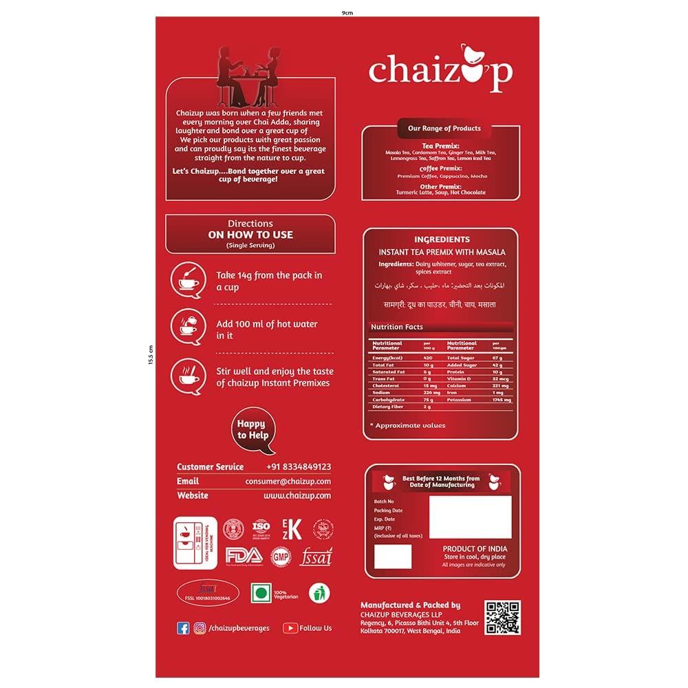 Chaizup Premium 1 Min Instant Assorted Tea Pack - 1kg Poly (Pack of 2) | Saffron & Masala Flavours | Approx. 144 Servings | 2kg