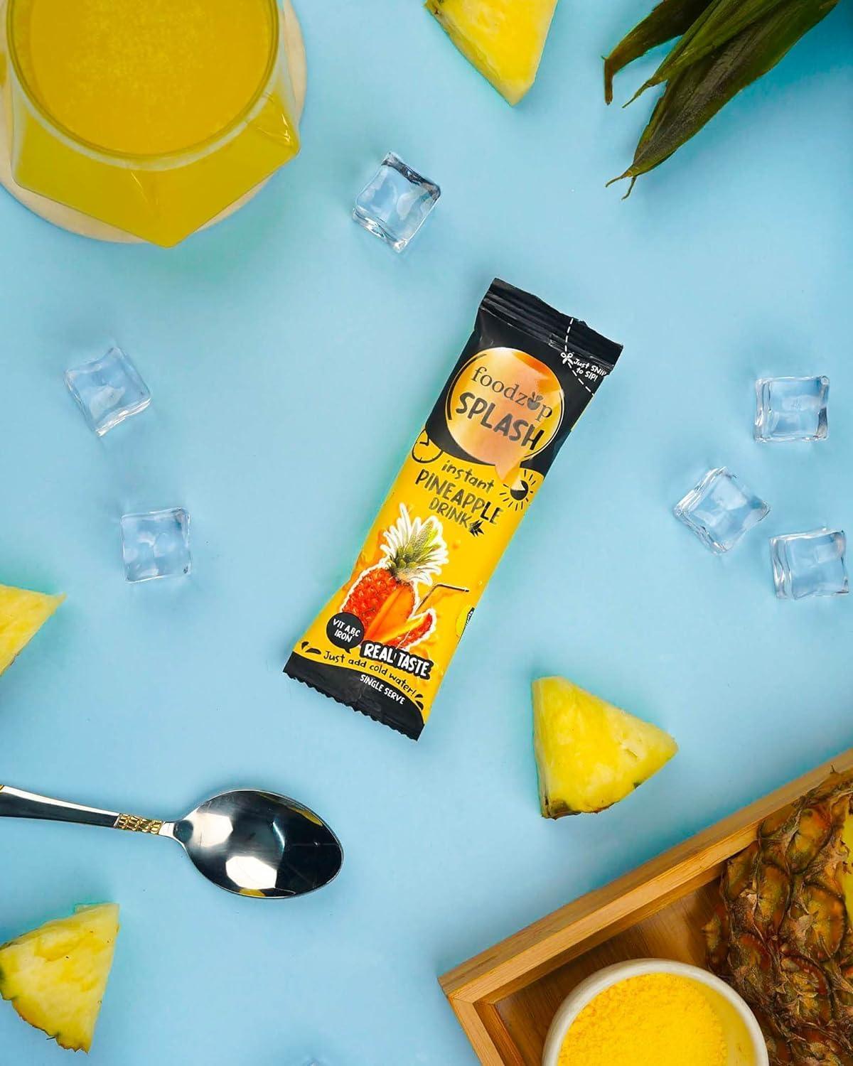Foodzup Splash 1 Min Instant Assorted Fruit Drink - 90 Sachets | Mango, Pineapple, Orange Flavours | 90 Servings | 3 Packs (30 Sachets Each) | 1980g