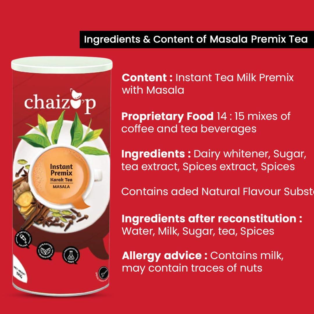 Chaizup Premium 1 Min Instant Assorted Tea Pack - 1kg Cans (Pack of 2) | Cardamom & Masala Flavours | Approx. 144 Servings | 2kg