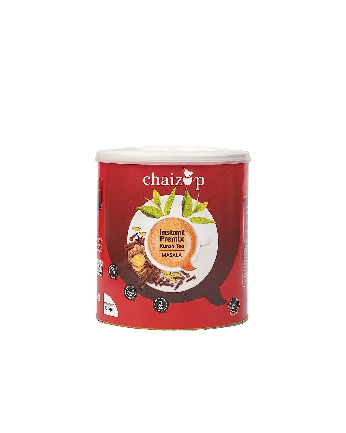 Chaizup Premium 1 Min Instant Masala Tea Premix - 500g Can | Masala Flavours | Approx. 35 Servings | 500g