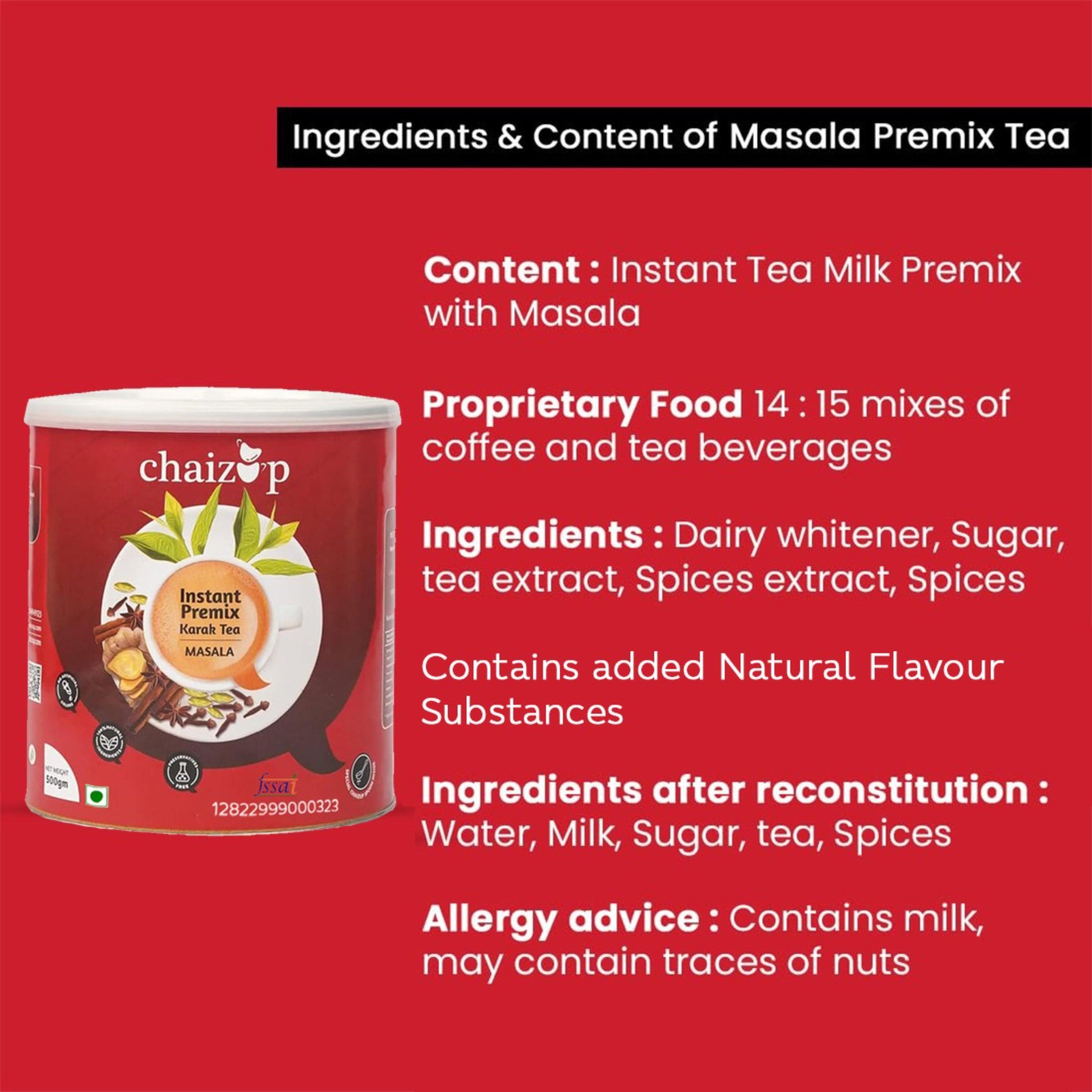 Chaizup Premium 1 Min Instant Assorted Tea Pack - 500g Cans (Pack of 3) | Masala, Saffron & Cardamom Flavours | Approx. 108 Servings | 1500g