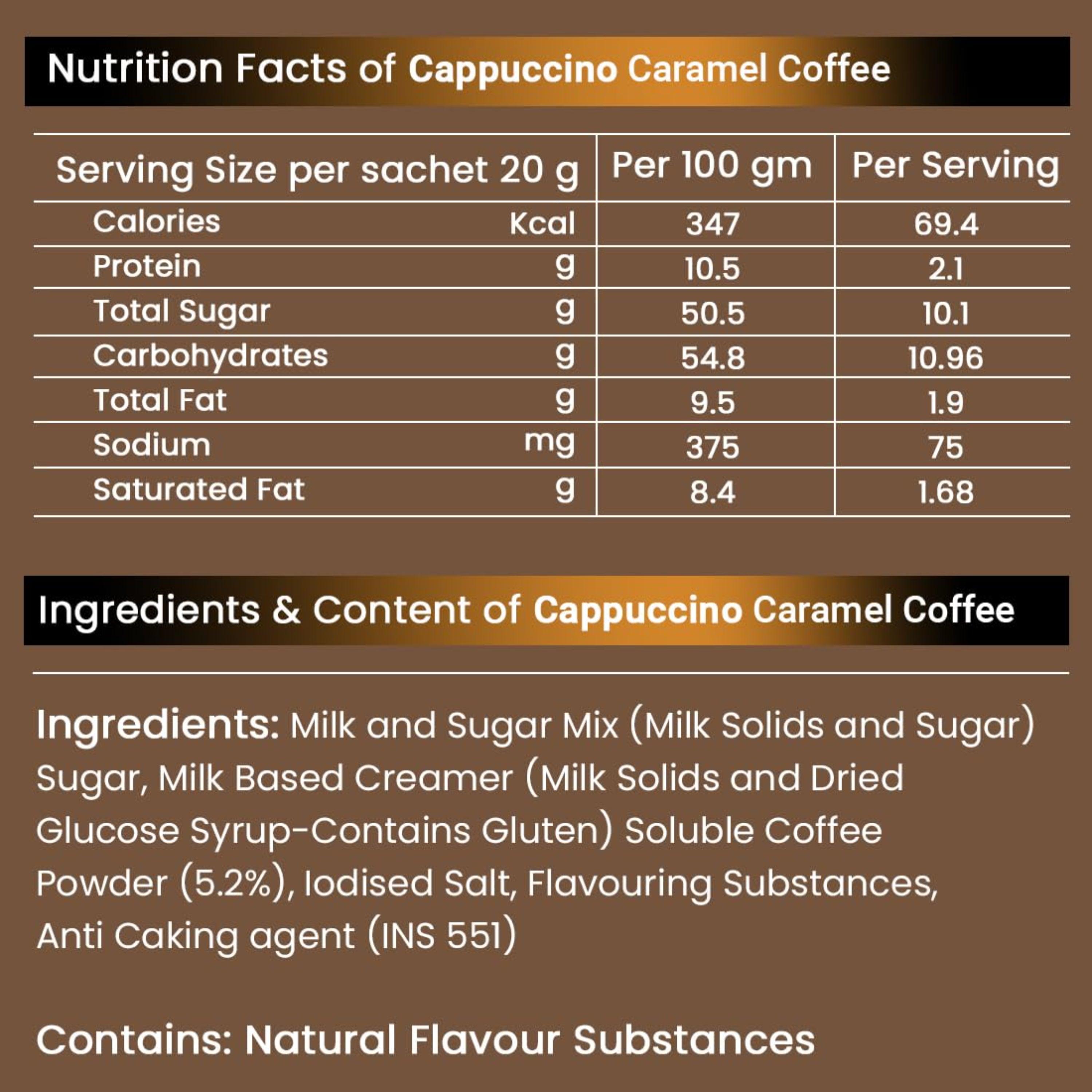 Chaizup Premium 1 Min Instant Assorted Coffee Pack - 12 Sachets | Cappuccino & Caramel Flavours | 12 Servings | 2 Packs (6 Sachets Each) | 240g