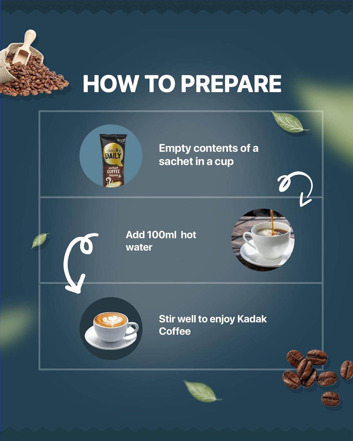 Chaizup Premium 1 Min Instant Assorted Coffee Pack - 24 Sachets | Caramel, Vanilla, Cappuccino & Hazelnut Flavours | 24 Servings | 4 Packs (6 Sachets Each) | 480g