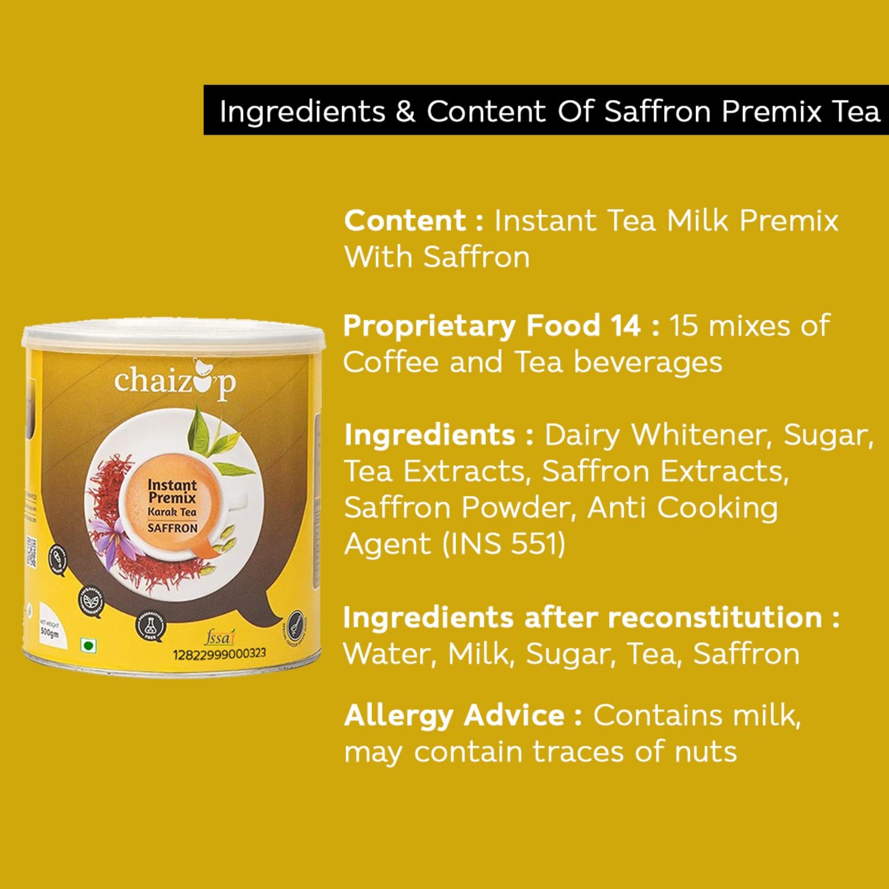 Chaizup Premium 1 Min Instant Assorted Tea Pack - 500g Cans (Pack of 3) | Masala, Saffron & Cardamom Flavours | Approx. 108 Servings | 1500g