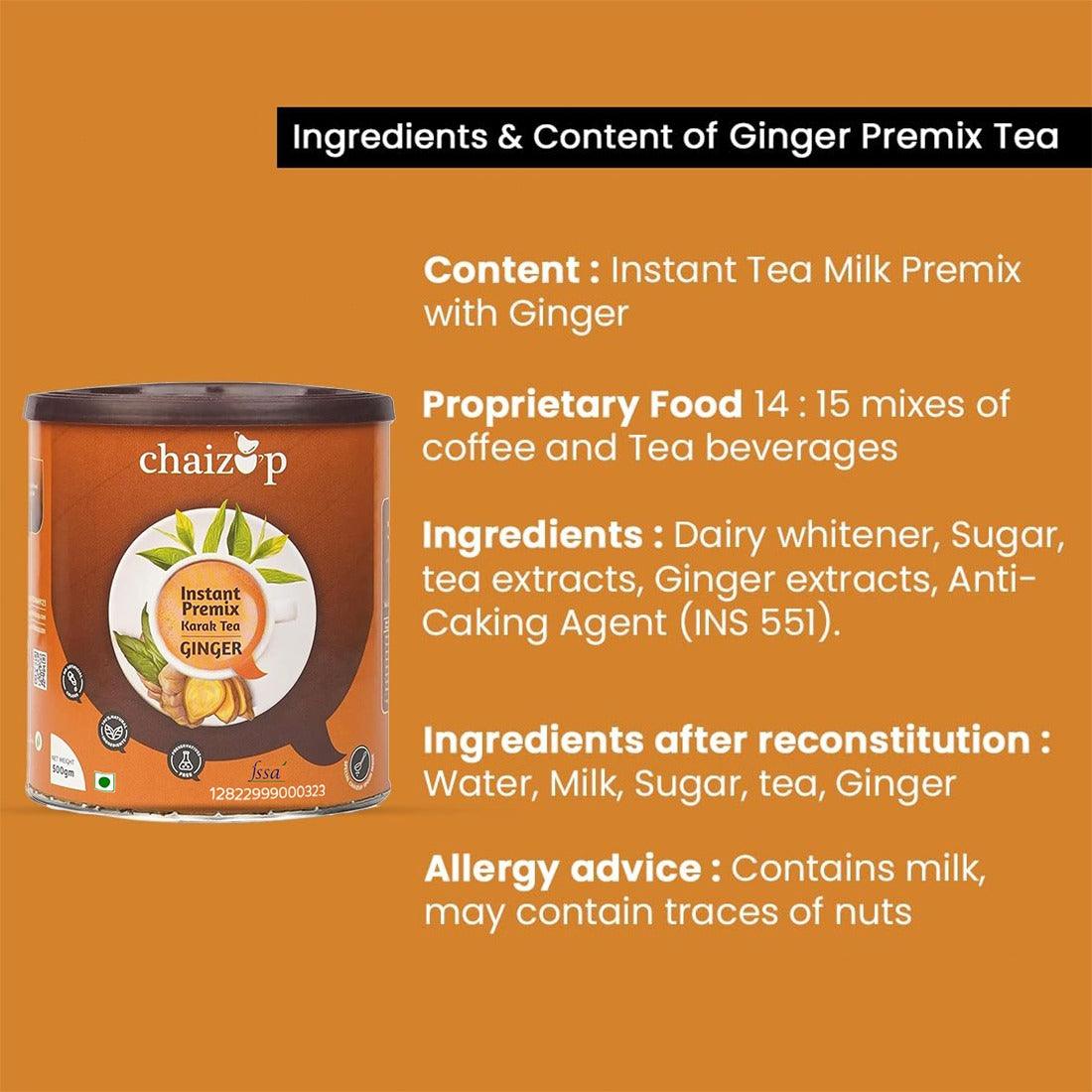 Chaizup Premium 1 Min Instant Assorted Tea Pack - 500g Cans (Pack of 3) | Masala, Ginger & Saffron Flavours | Approx. 108 Servings | 1500g