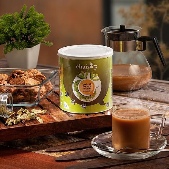 Chaizup Premium 1 Min Instant Cardamom Tea Premix - 500g Can | Cardamom Flavours | Approx. 35 Servings | 500g