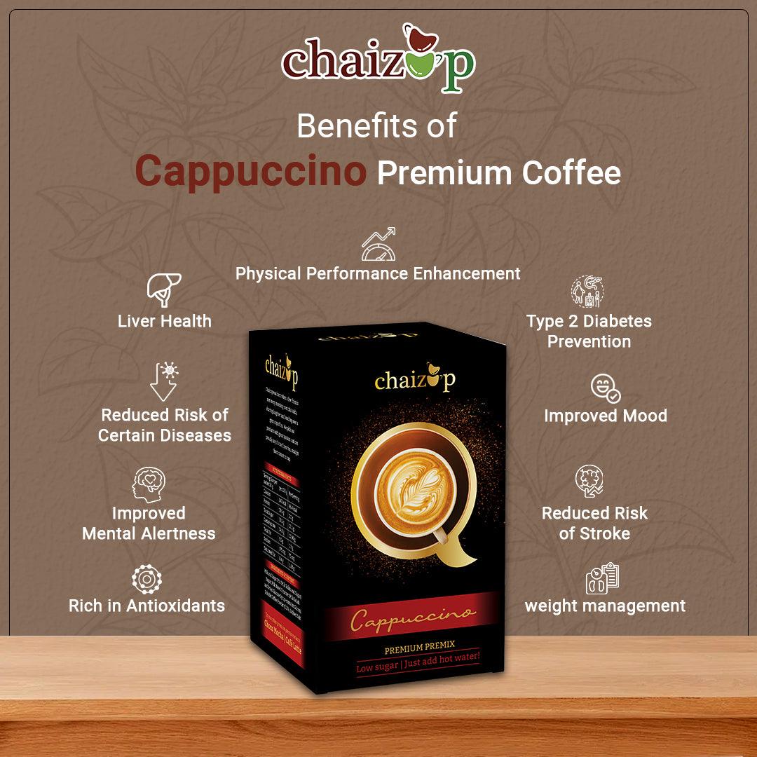Chaizup Premium 1-Min Instant Cappuccino Coffee Premix - 6 Sachets | Cappuccino Flavours | 6 Servings | 120g