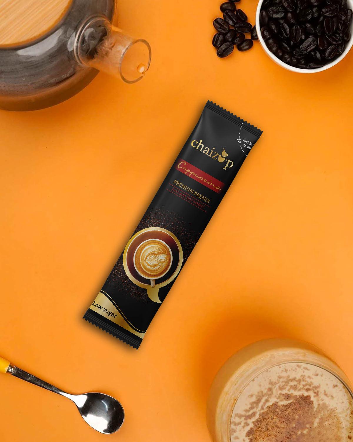 Chaizup Premium 1-Min Instant Cappuccino Coffee Premix - 6 Sachets | Cappuccino Flavours | 6 Servings | 120g