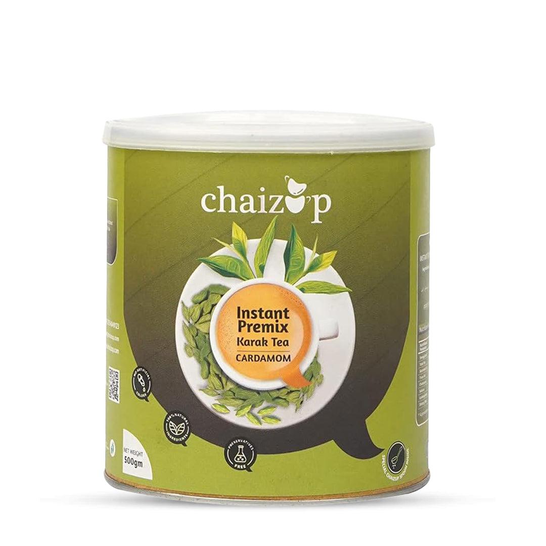 Chaizup Premium 1 Min Instant Cardamom Tea Premix - 500g Can | Cardamom Flavours | Approx. 35 Servings | 500g