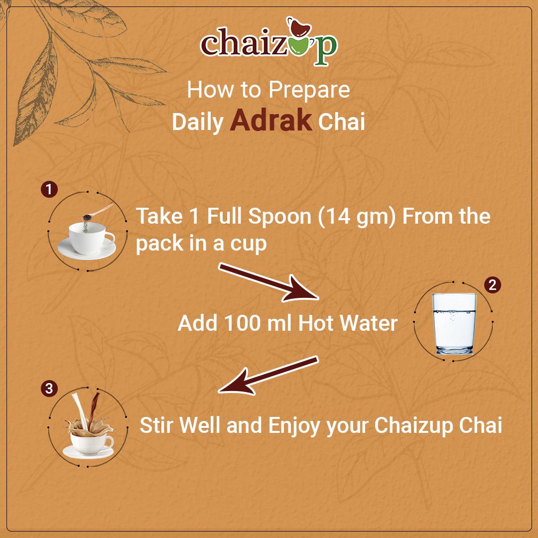 Chaizup Daily 1 Min Instant Adrak Tea Premix - 1kg Poly | Adrak Flavours | Approx. 72 Servings | 1kg