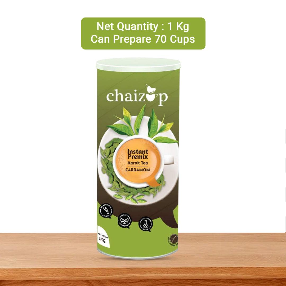 Chaizup Premium 1 Min Instant Cardamom Tea Premix - 1kg Can | Cardamom Flavours | Approx. 72 Servings | 1kg