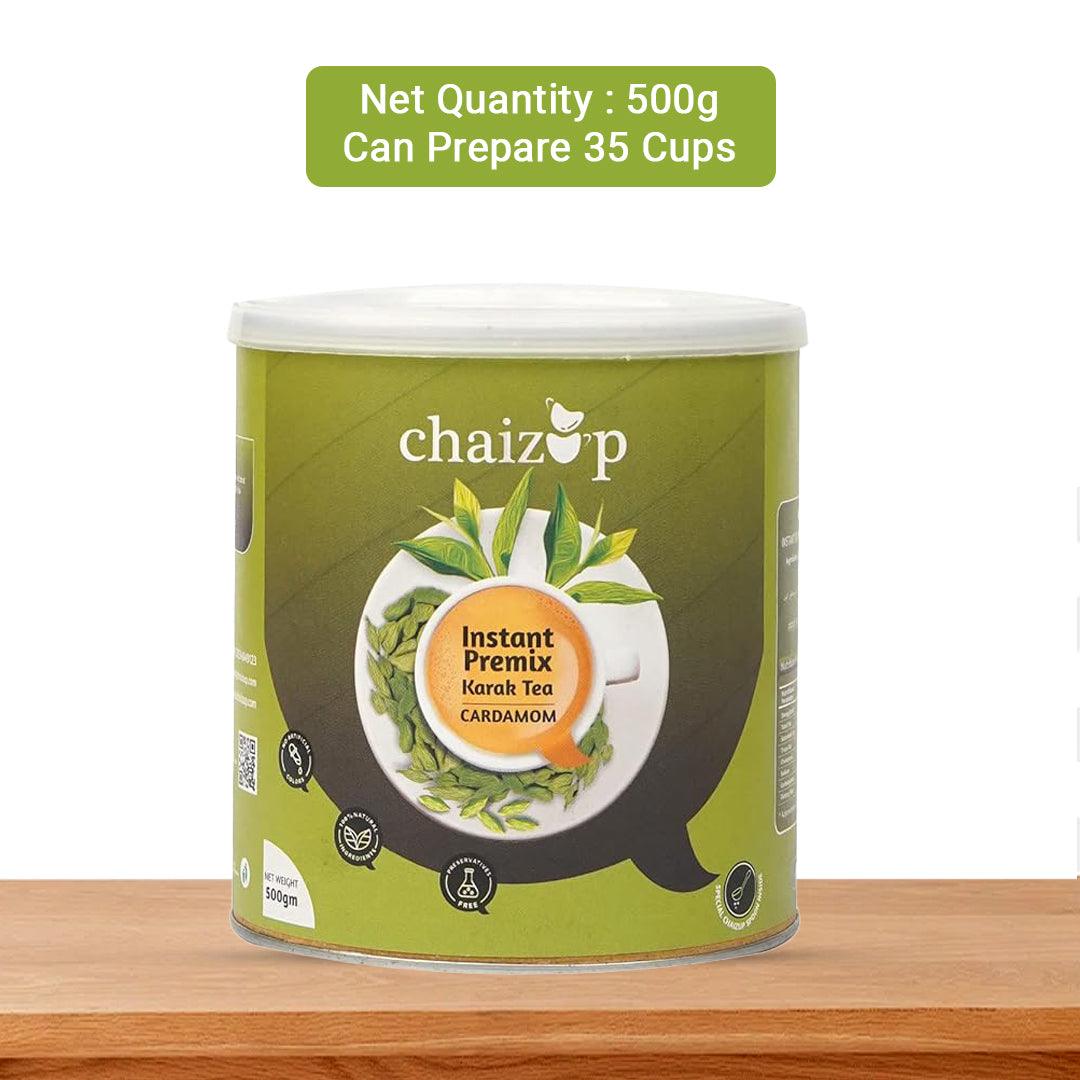 Chaizup Premium 1 Min Instant Cardamom Tea Premix - 500g Can | Cardamom Flavours | Approx. 35 Servings | 500g