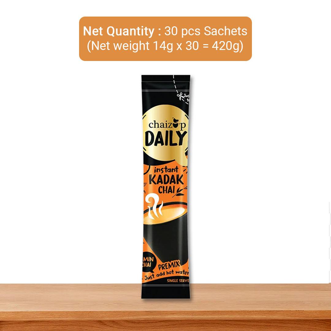 Chaizup Daily 1 Min Instant Kadak Tea Premix - 30 Sachets | Kadak Flavours | 30 Servings | 420g