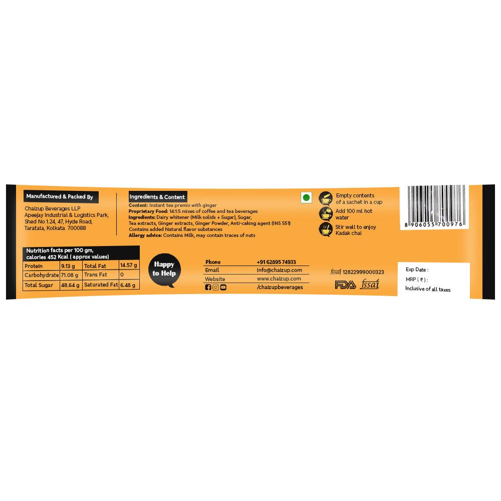 Chaizup Daily 1 Min Instant Assorted Tea Pack - 40 Sachets | Kesar & Adrak Flavours | 40 Servings | 2 Packs (20 Sachets Each) | 280g