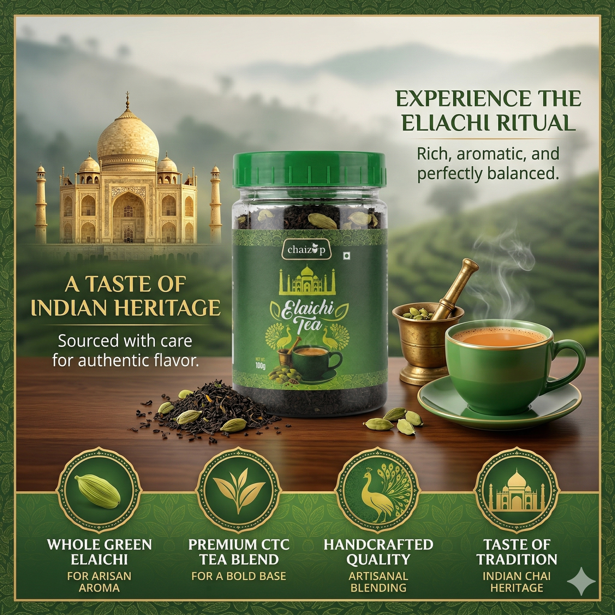 Chaizup Premium Elaichi CTC Tea | Strong Aroma & Rich Flavor Cardamom 100g Fresh Jar