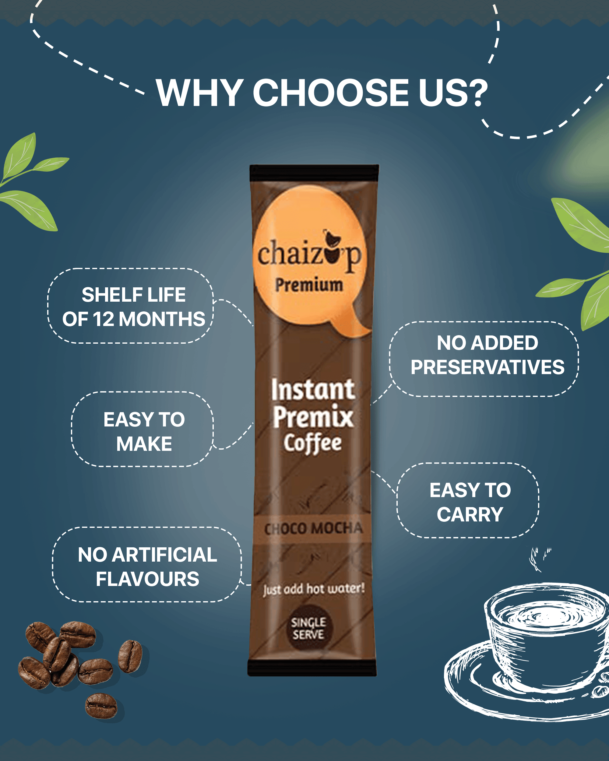 Instant Premix Choco Mocha Coffee (30 Sachets) - Chaizup